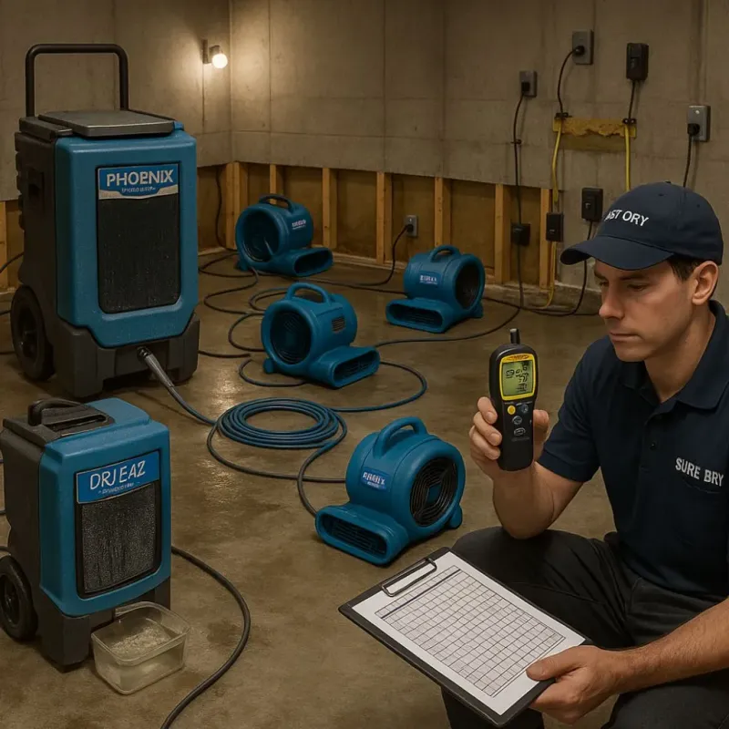 Structural Drying and Dehumidification process in Tioga, ND